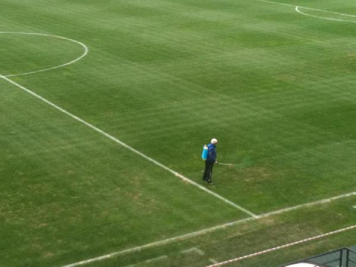 Manisa 19 Mayıs Stadı\'nın Çimleri Galalatasaray İçin Boyandı