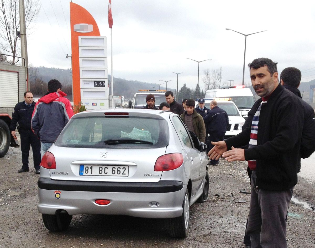 Direğe Çarpan Otomobilin Sürücüsü Yaralandı