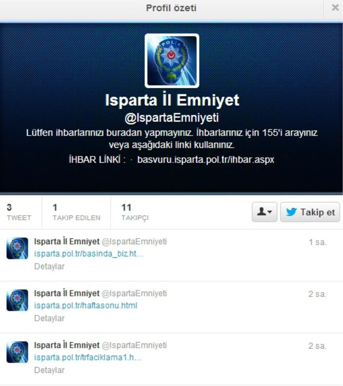 Isparta Emniyeti Twitter\'de