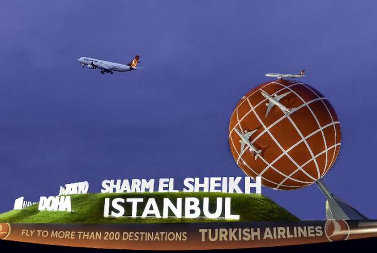THY\'nin Dev Dünya Küresi Heatrow Havalimanı\'nda