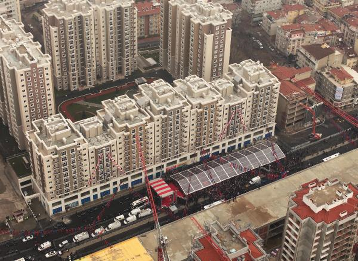Zeytinburnu\'nda Kentsel Dönüşüm Yıkımlarının Yapıldığı Alanın Havadan Görüntüsü