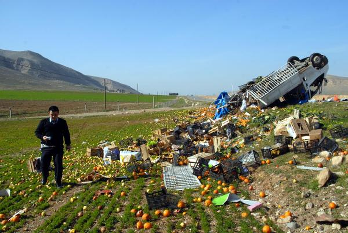 Devrilen Kamyonetteki Meyveler Tarlaya Saçıldı
