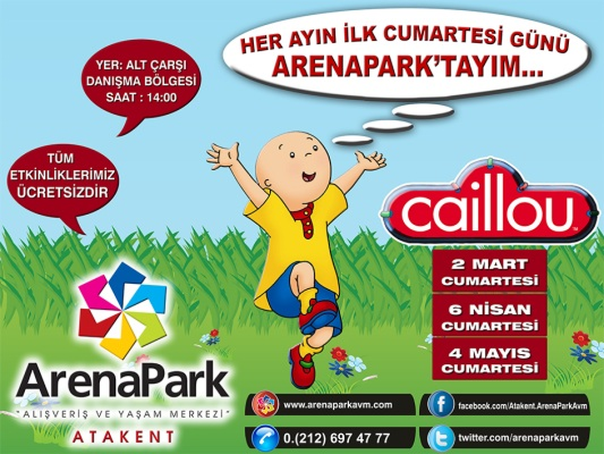 Caillou Her Ayın İlk Cumartesi Günü ArenaPark\'ta