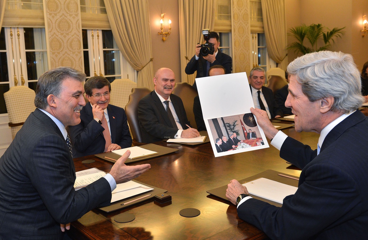 Cumhurbaşkanı Gül\'ün ABD Dışişleri Bakanı Kerry\'yi Kabulü