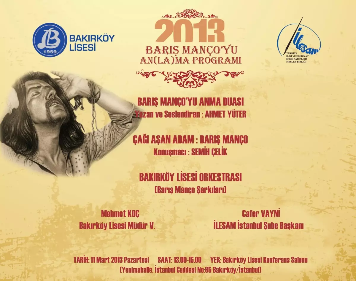 İlesam\'dan Bakırköy Lisesinde Barış Manço Etkinliği