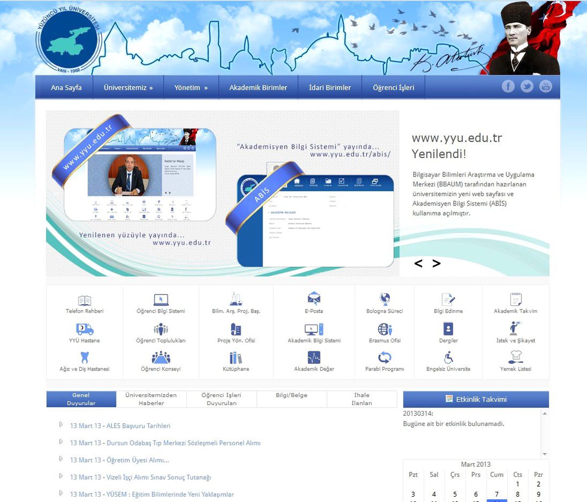 Yyü Yeni Web Sayfası Yayına Başladı