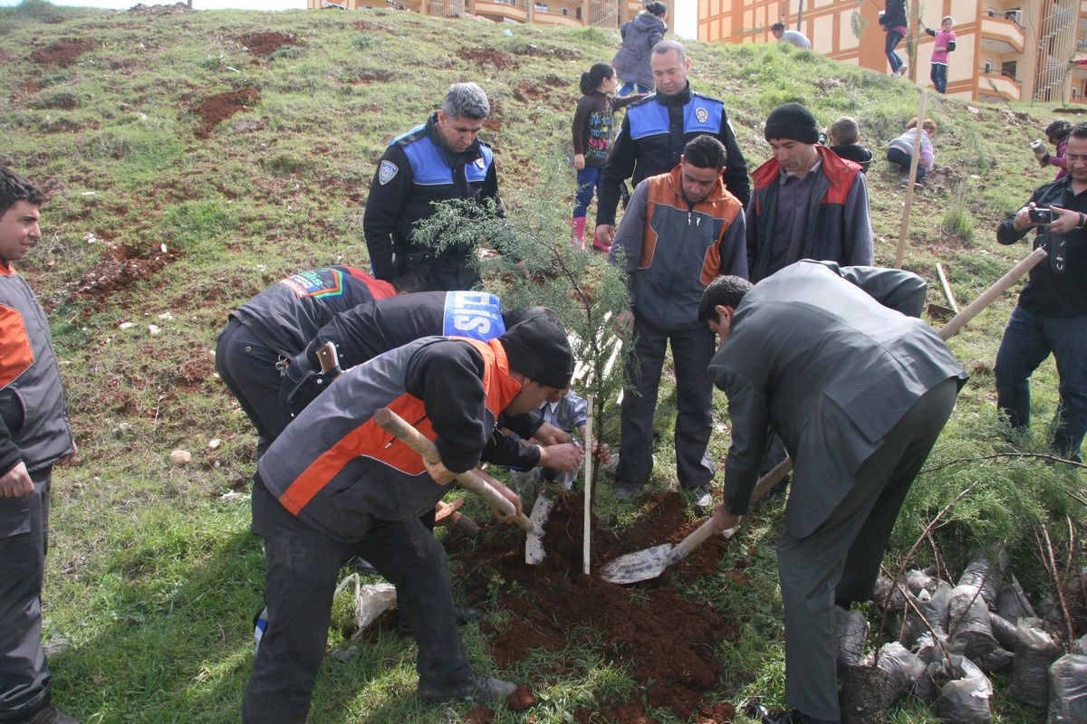 Polis ile Site Yönetimi İşbirliği ile Fidan Dikildi