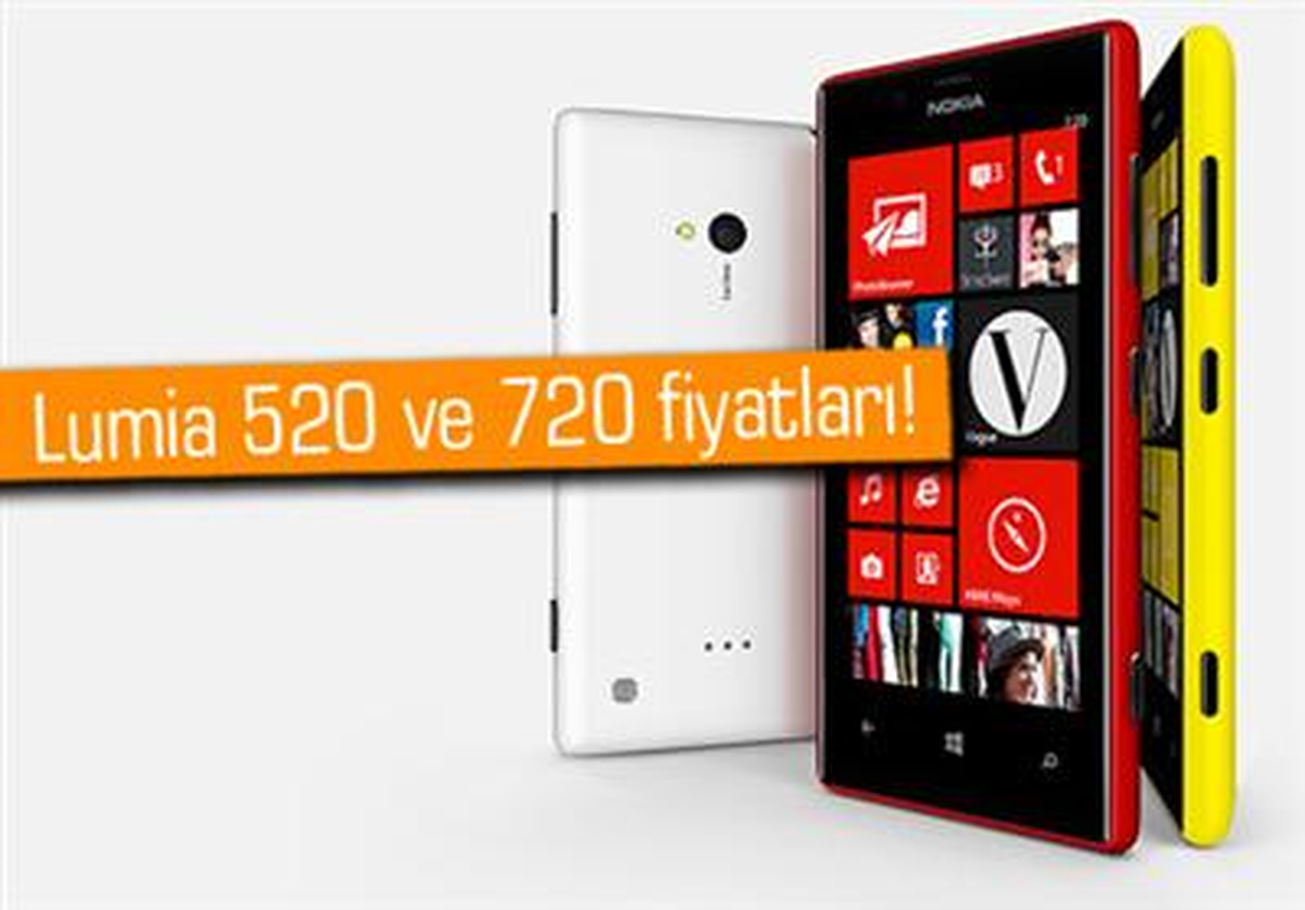 Lumia 520 ve Lumia 720\'nin Fiyatları Belli Oldu