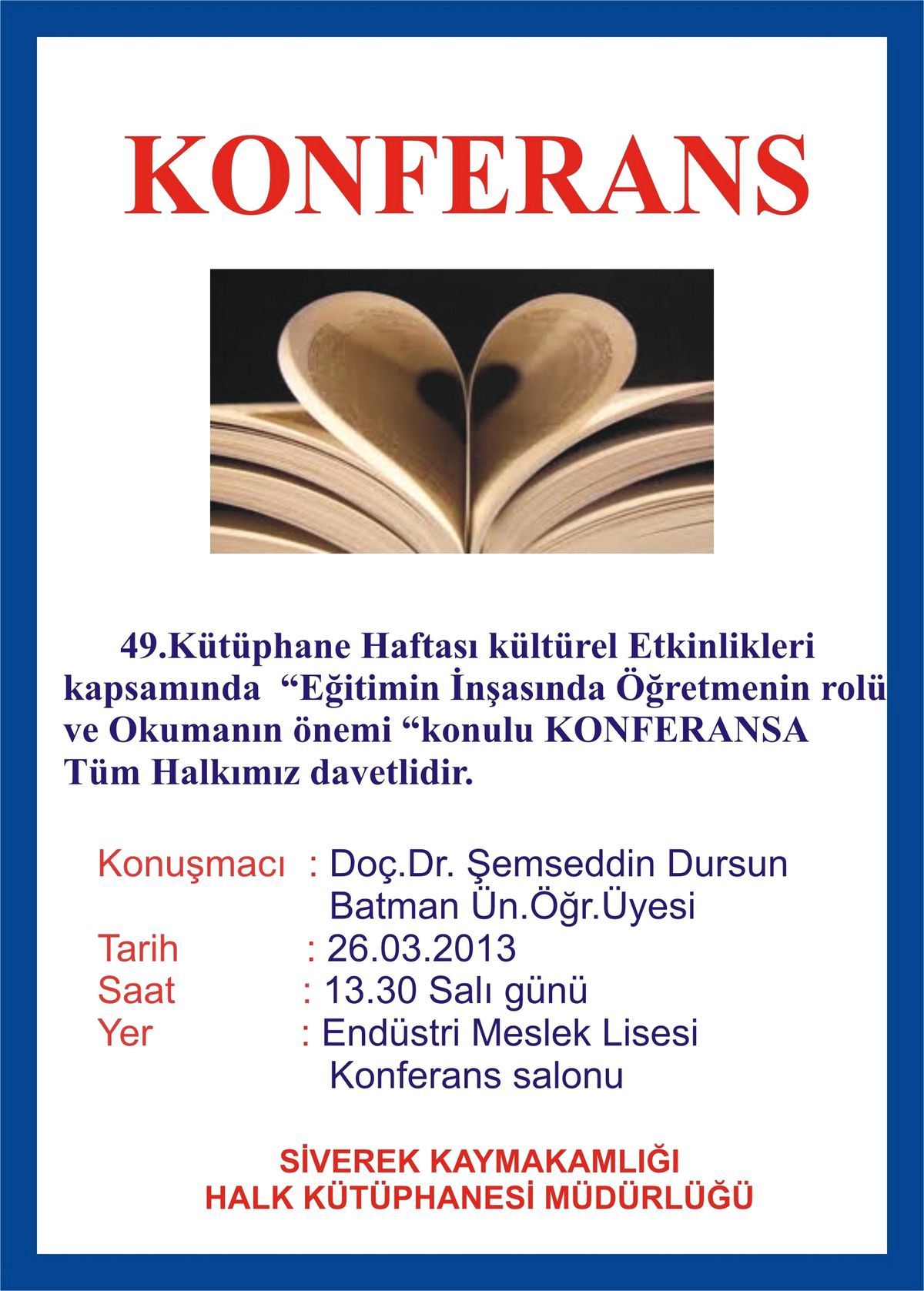 Siverek\'te Kütüphane Haftası Etkinlikleri