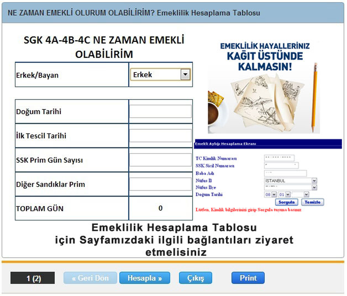 Ne zaman emekli olurum olabilirim SGK Hizmet Dökümü Emeklilik Hesaplama

