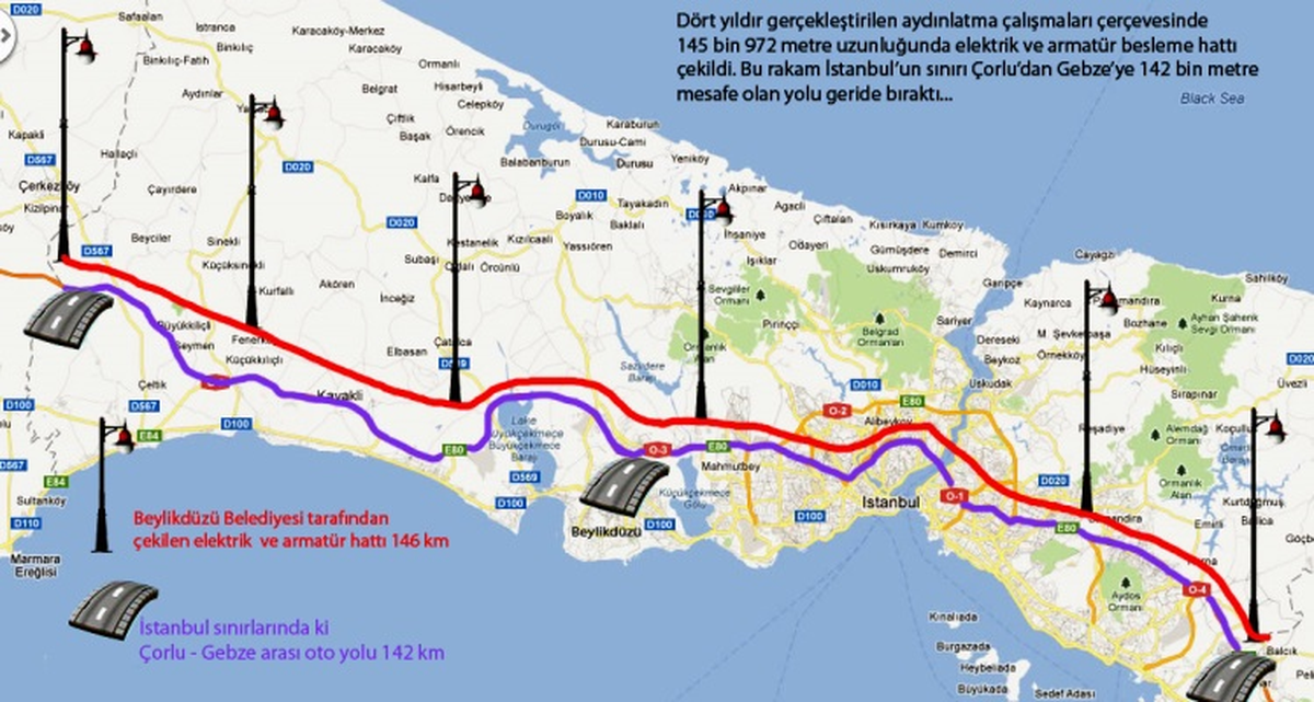 Beylikdüzü\'ne Döşenen Elektrik Hattı İstanbul Sınırlarını Geçti
