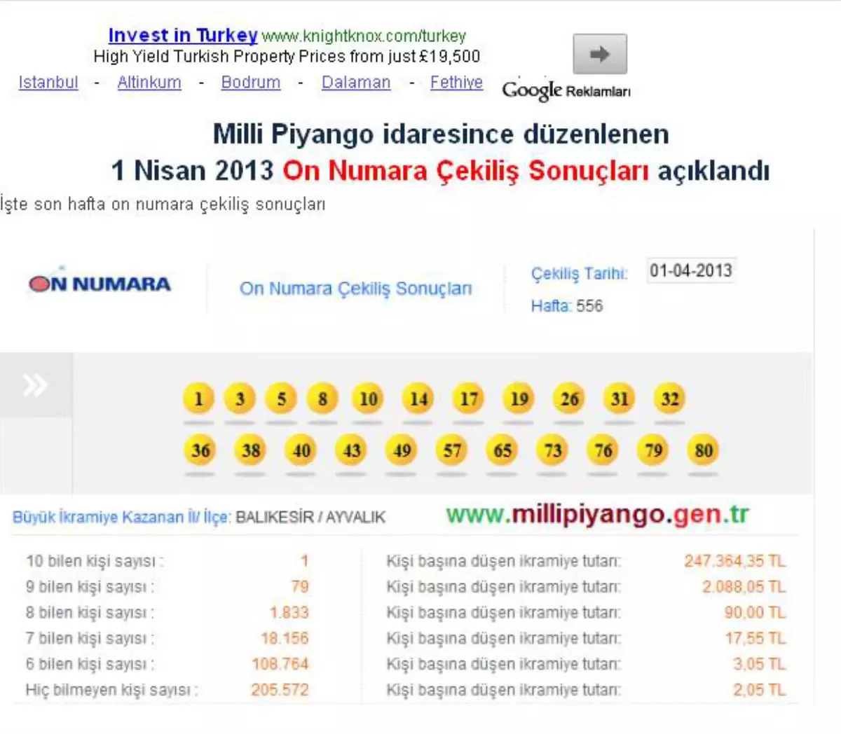 On Numara Talihlisi Ayvalık\'tan