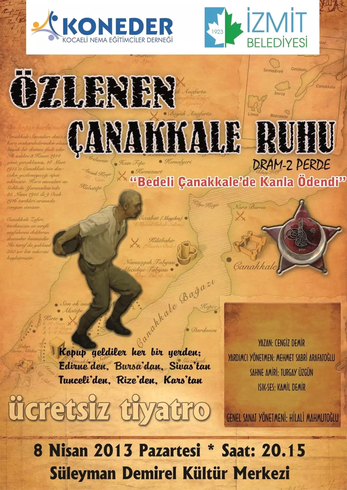 İzmit Belediyesi\'nden, "Özlenen Çanakkale Ruhu" Tiyatrosu