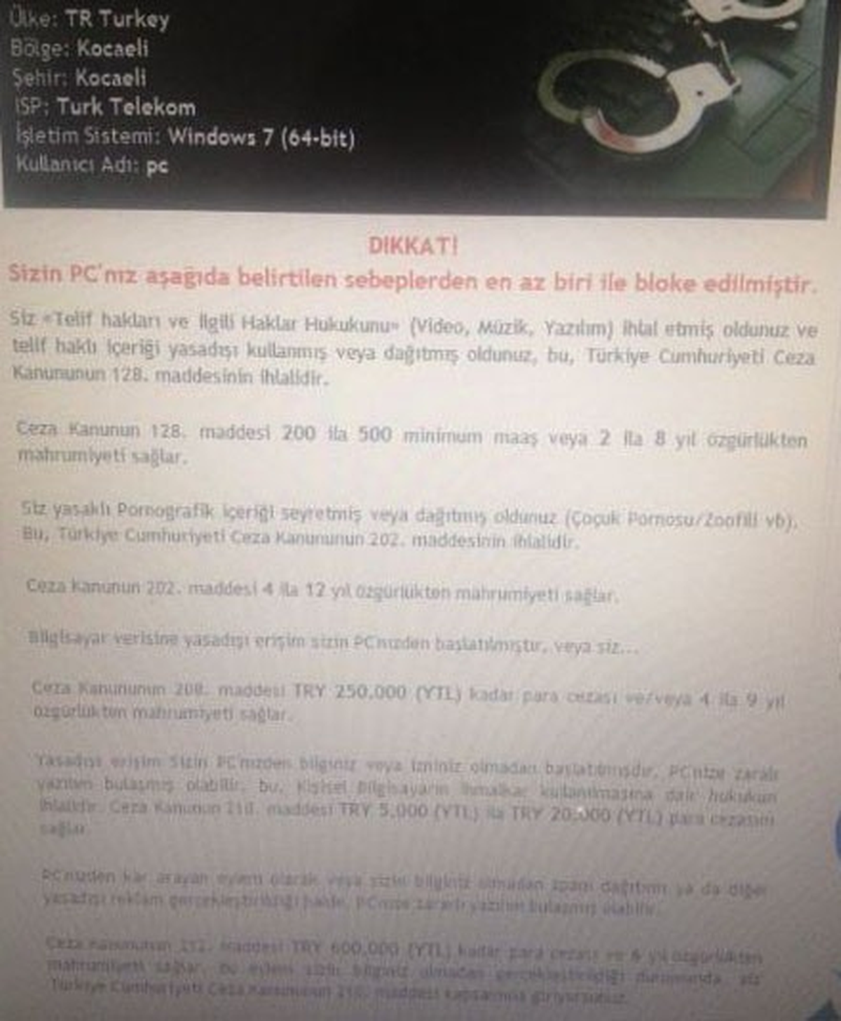 Emniyet Müdürlüğünden Virüs Uyarısı