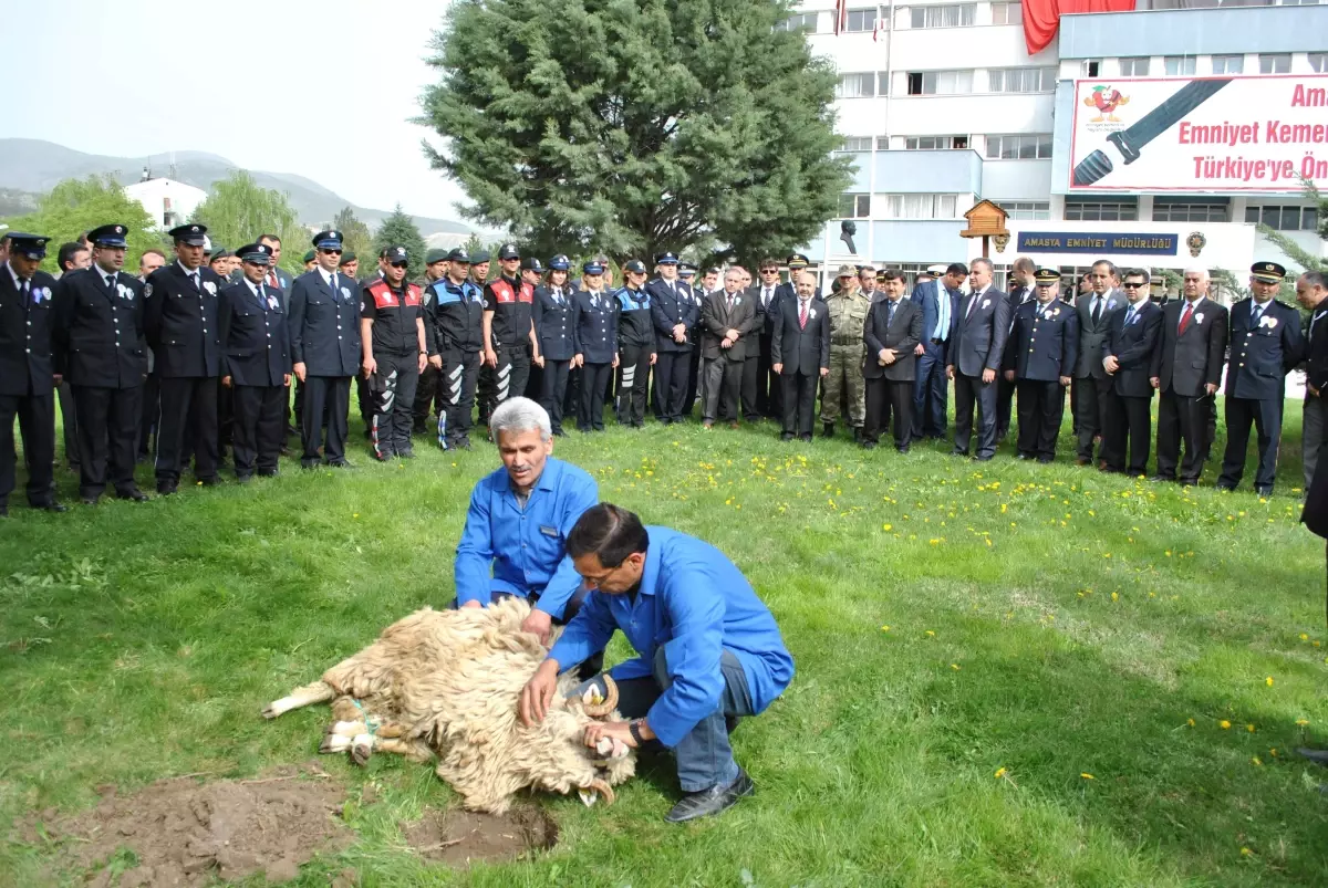 Amasya'da Polisler Kurban Kesti