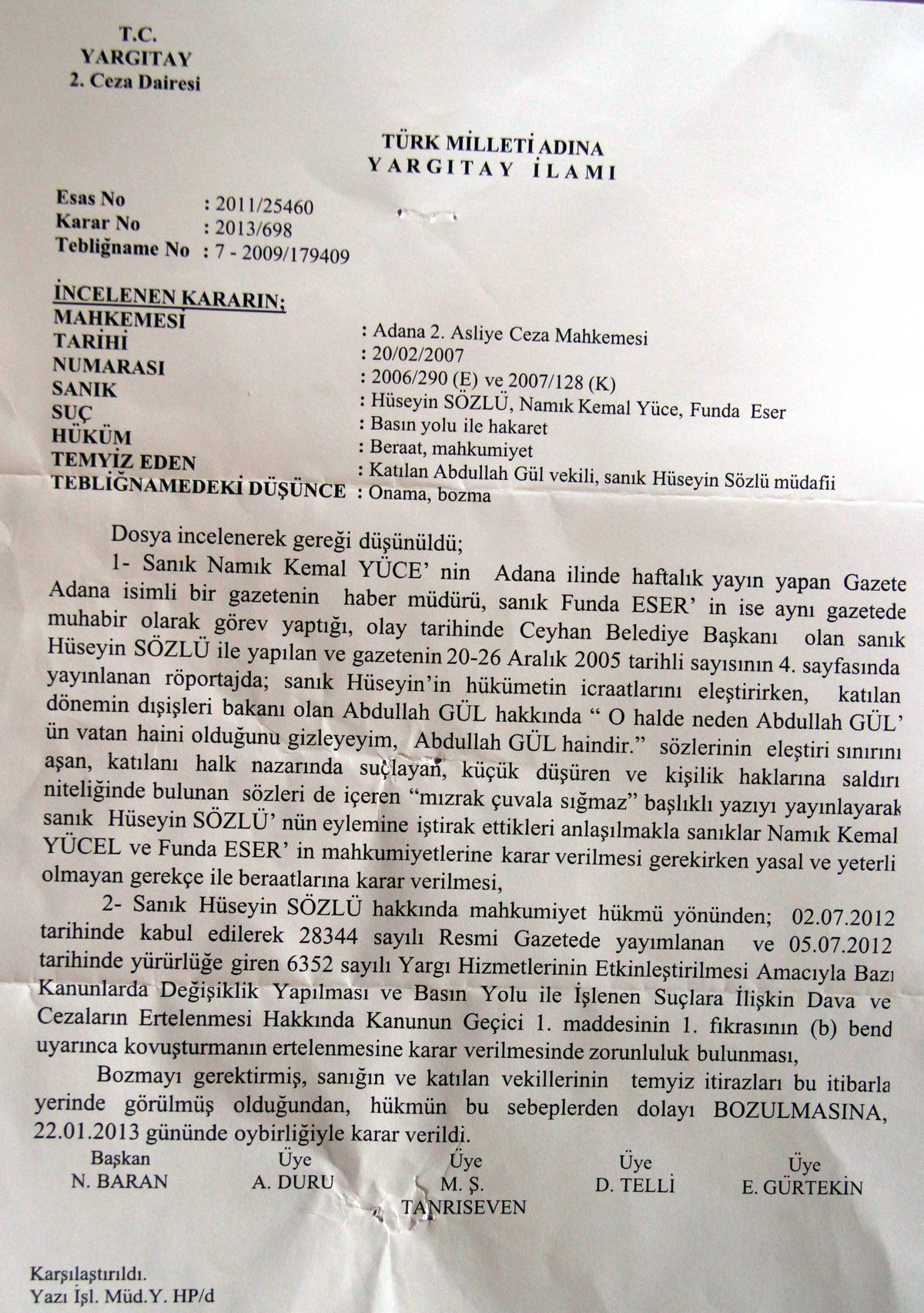 Gazeteci, "Hakaret" Suçundan Yeniden Yargılanacak
