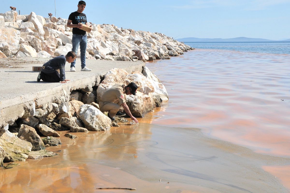 Çanakkale\'de Deniz Turuncuya Döndü