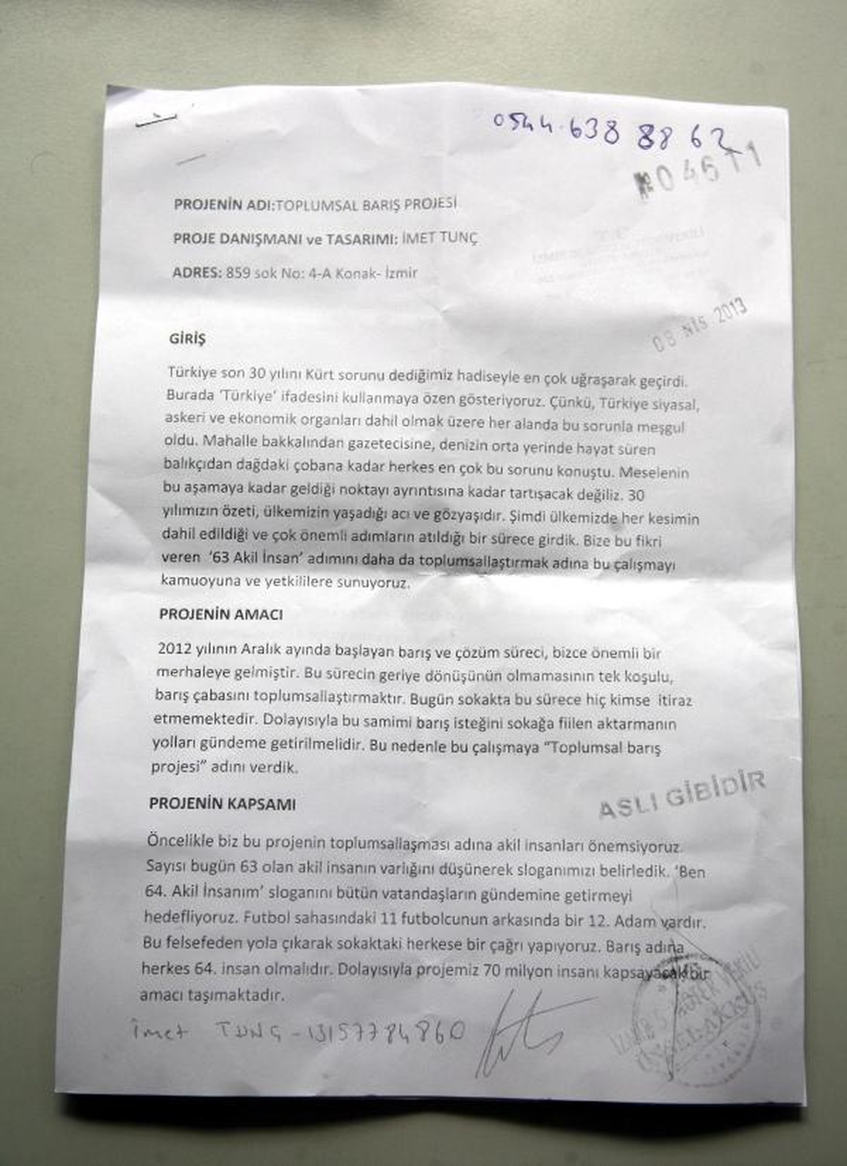 Noter Tasdikli Alternatif Barış Projesi