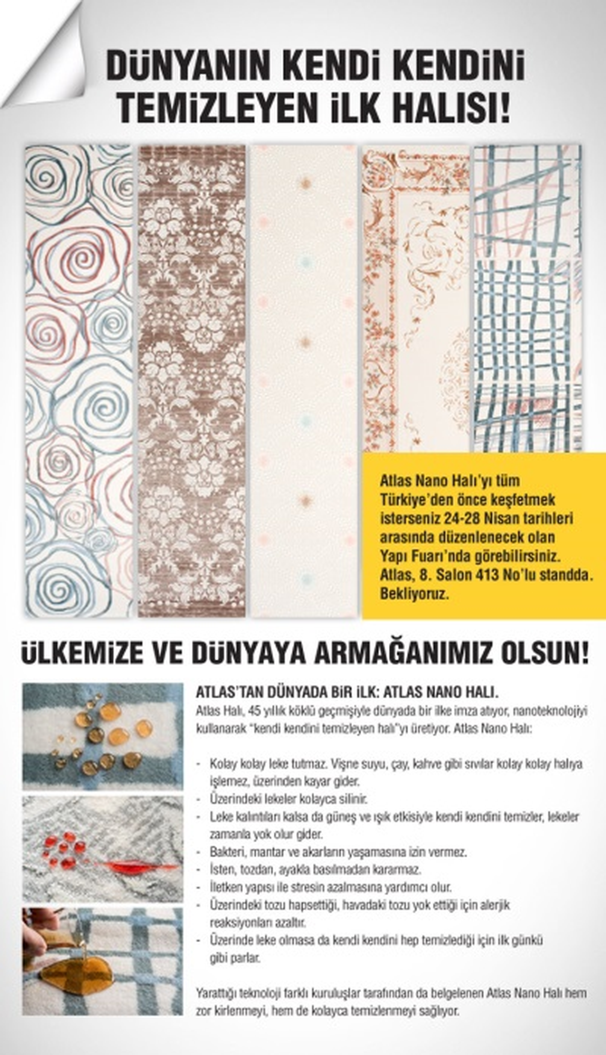 Atlas Halı Kendi Kendini Temizleyen Halıları ile Yapı Fuarında
