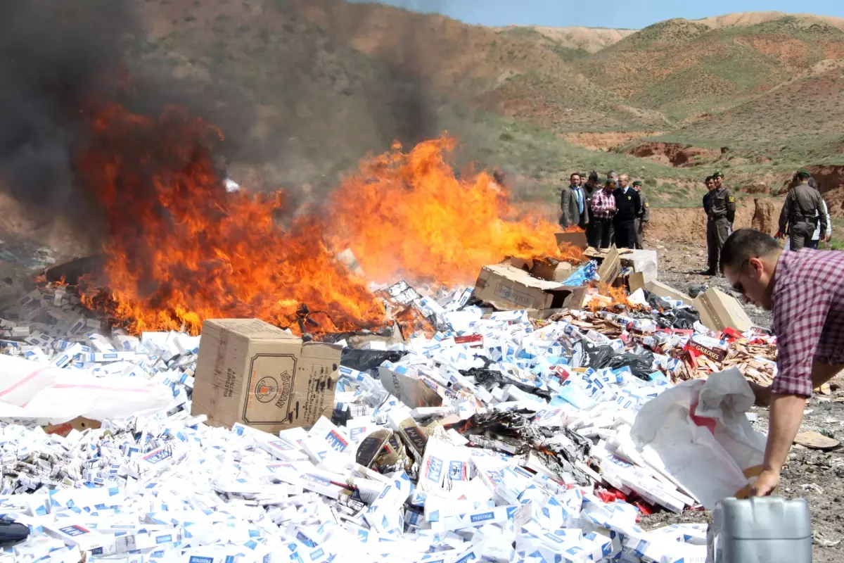 500 Bin Paket Kaçak Sigara Yakılarak İmha Edildi