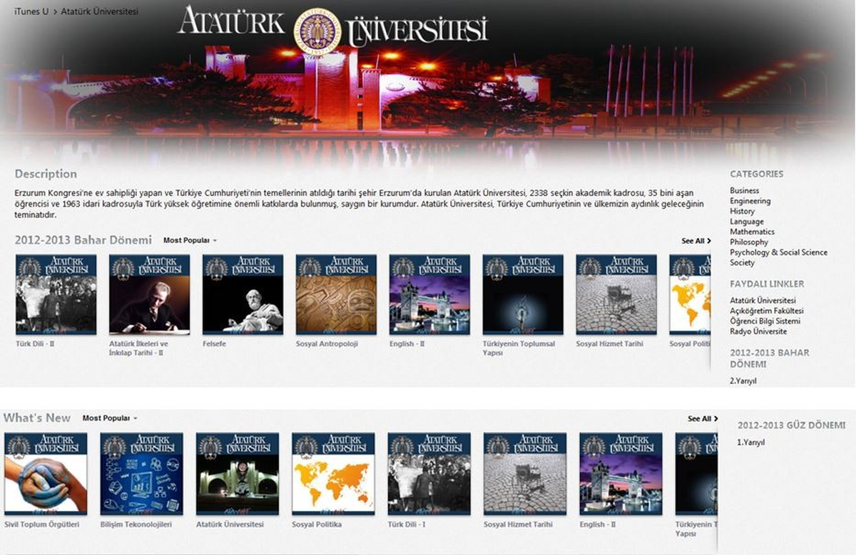 Atatürk Üniversitesi İtunes® U\'da Yerini Aldı