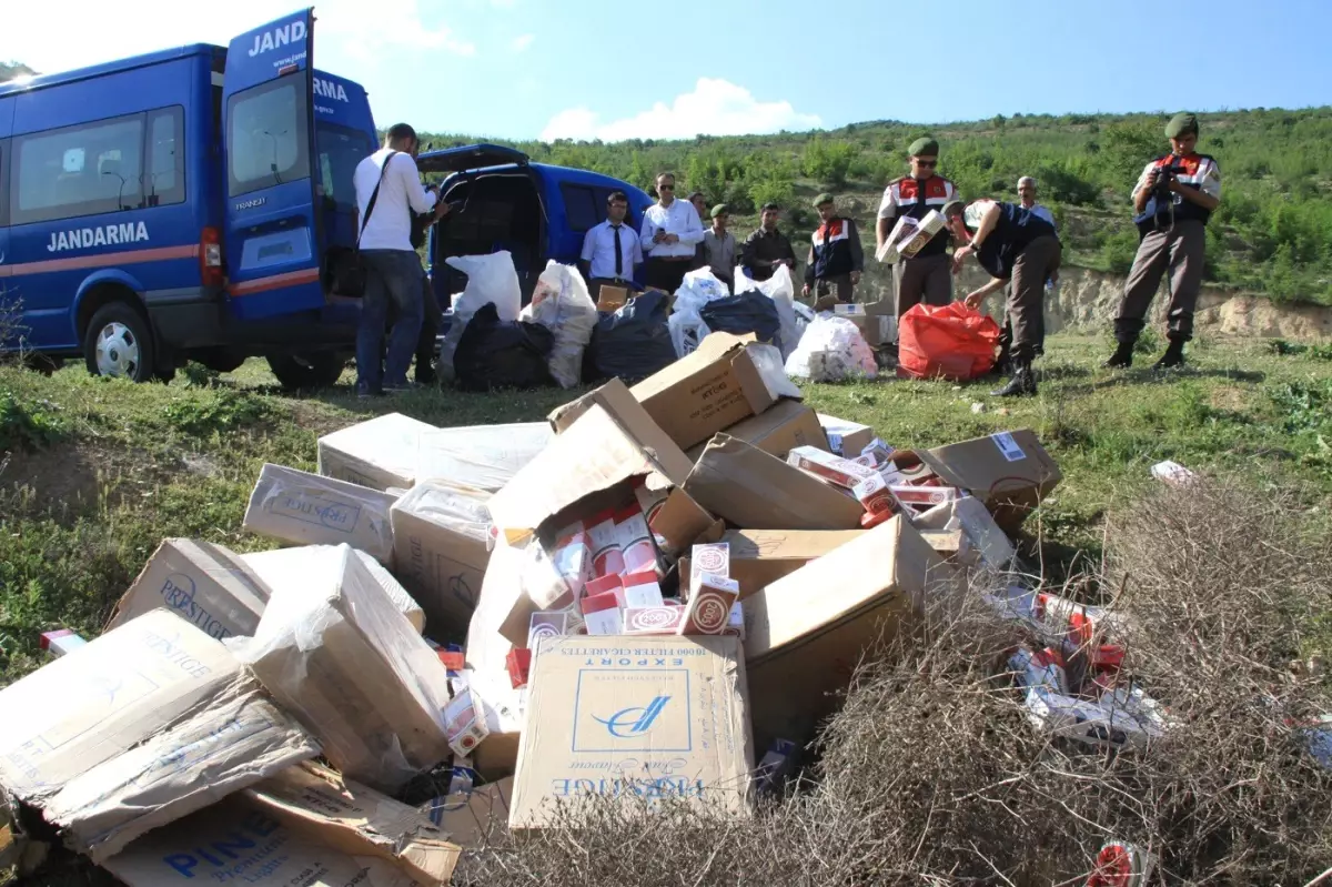 24 Bin Paket Kaçak Sigara Yakılarak İmha Edildi