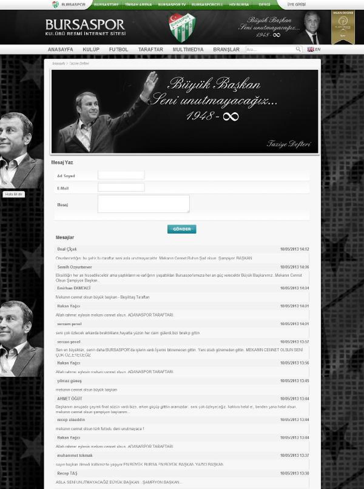 Bursaspor\'da Başkan Yazıcı İçin Taziye Defteri