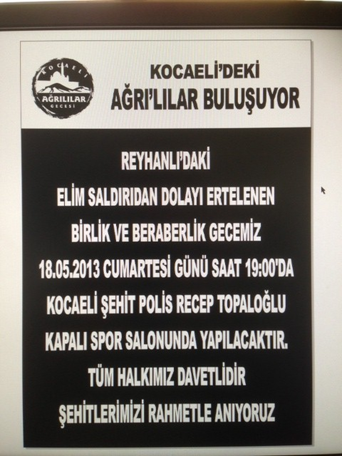Ağrılılardan Duyarlı Davranış