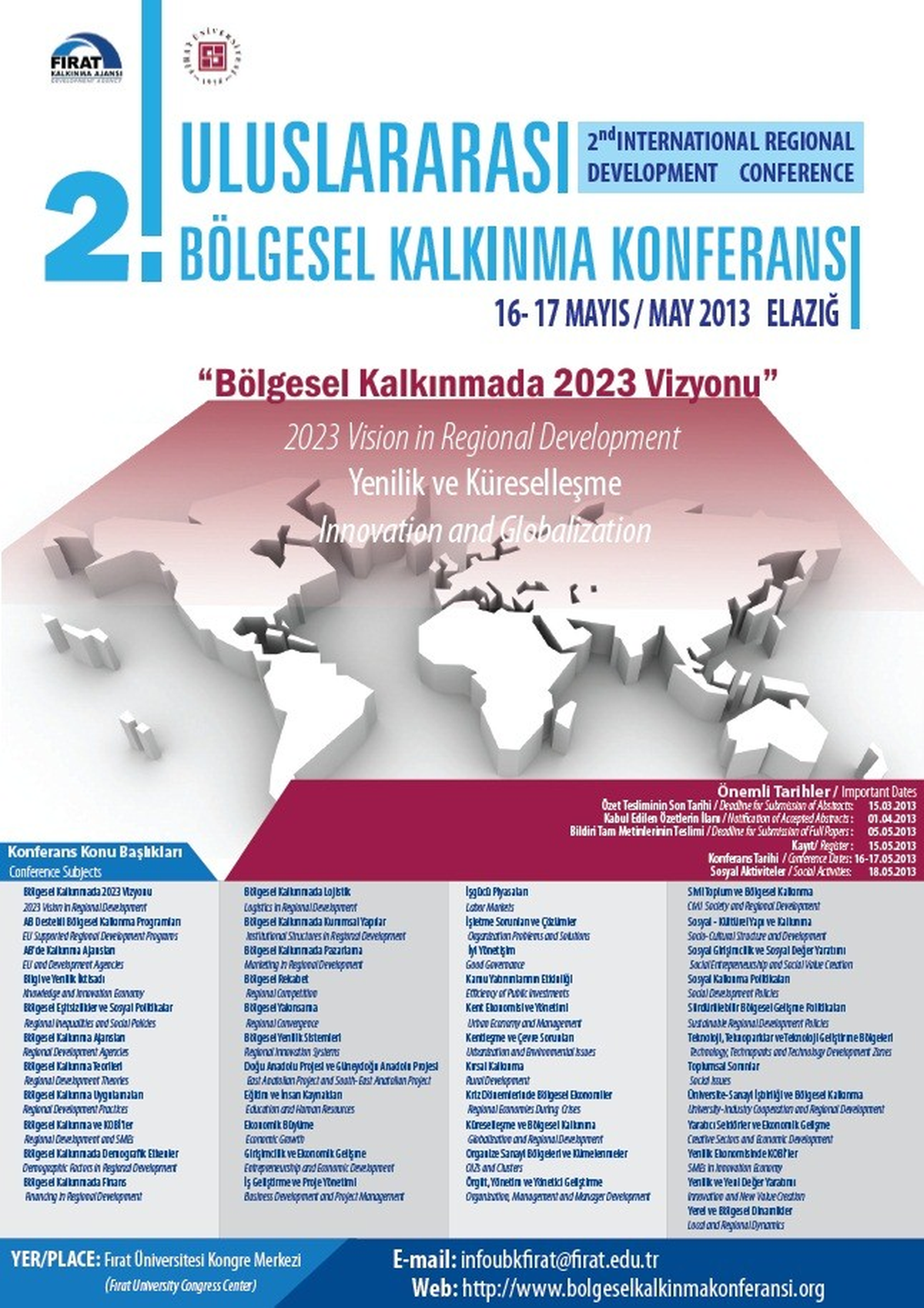 2. Uluslar Arası Bölgesel Kalkınma Konferansı 16 Mayıs\'ta Başlayacak