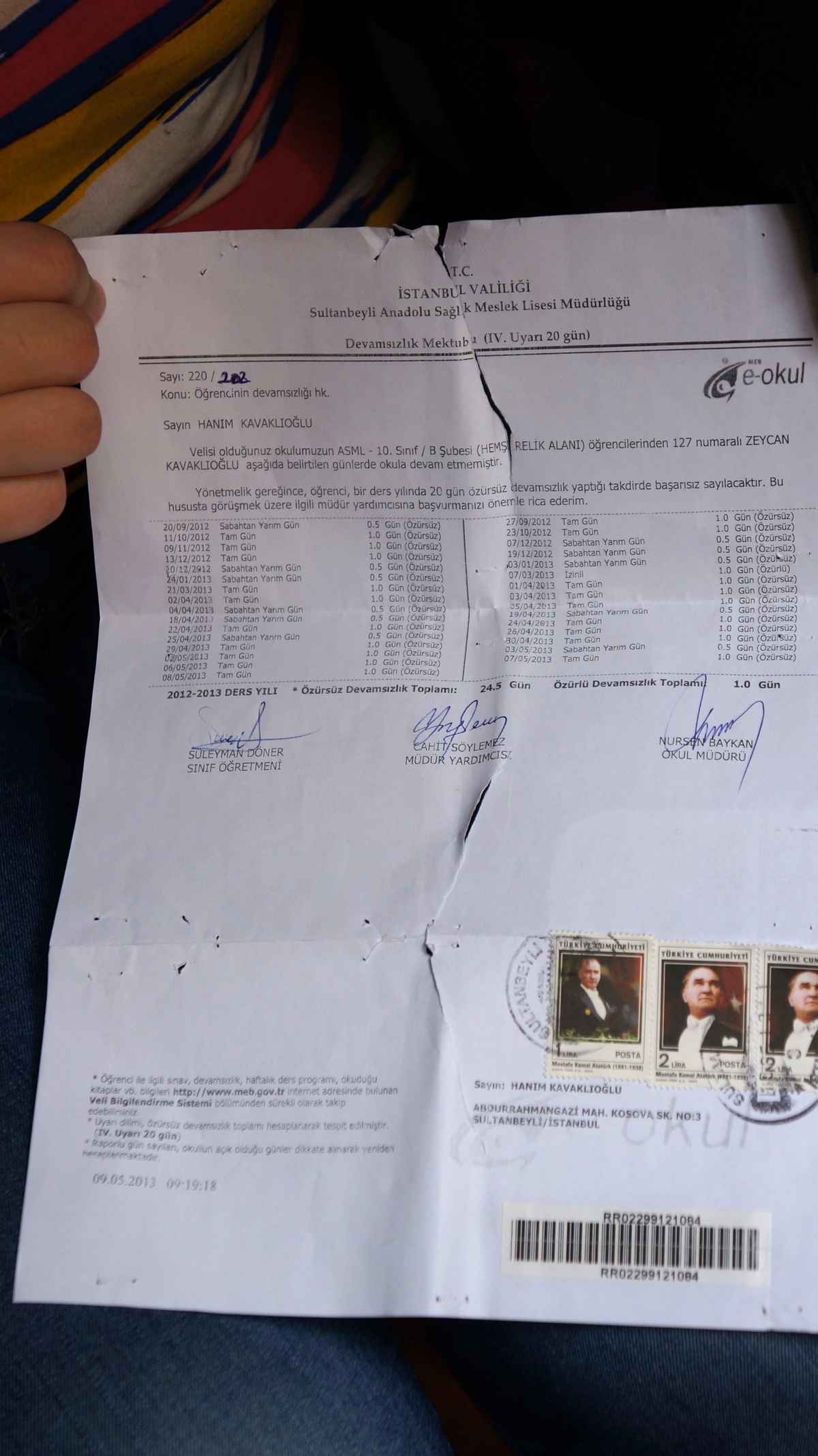 İcra Direnişi, Kavaklıoğlu Ailesinin Çocuklarını Sınıfta Bıraktı