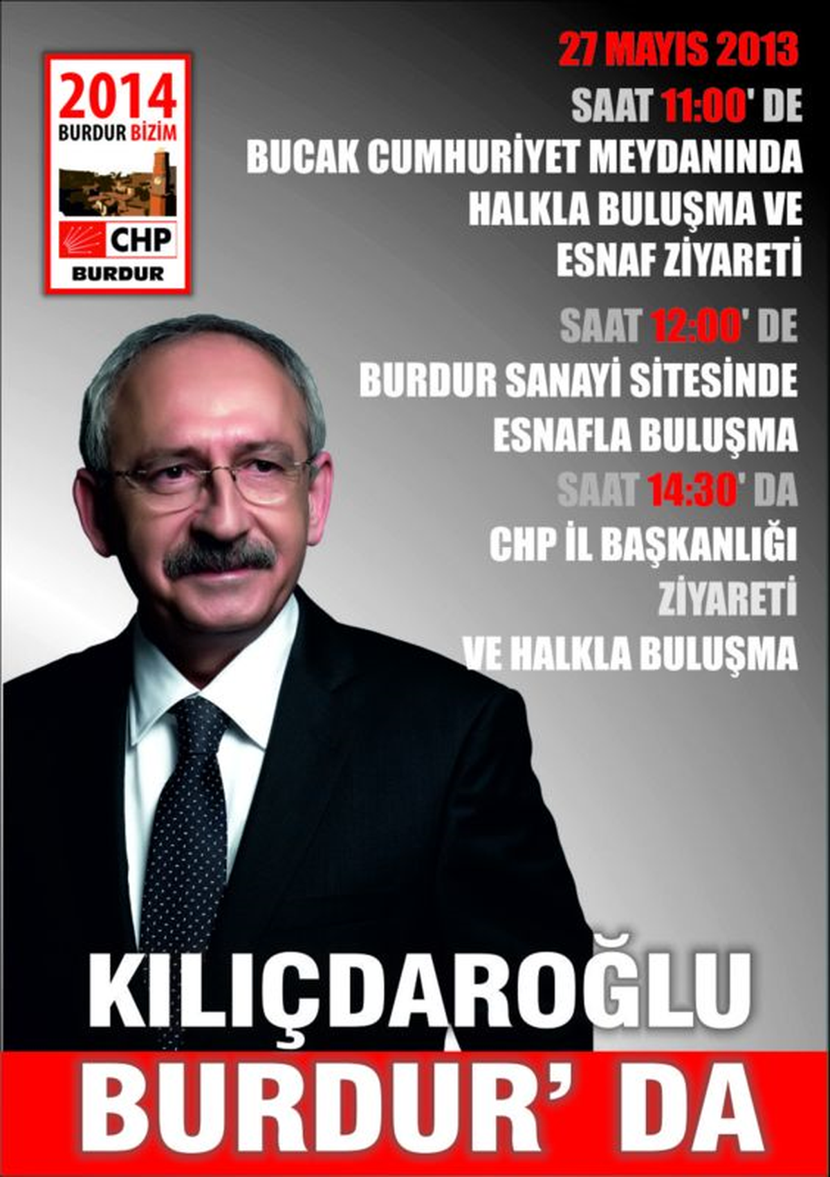 Kılıçdaroğlu 27 Mayıs'ta Burdur'a Geliyor