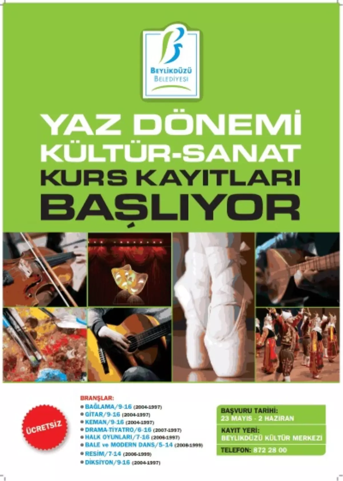 Kültür-Sanat Kurs Kayıtları Devam Ediyor