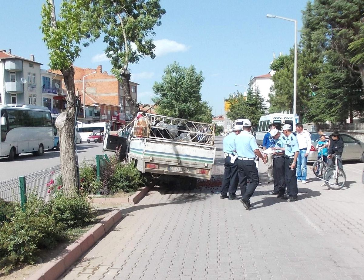Beyşehir\'de Kamyonet Ağaca Çarptı: 2 Yaralı