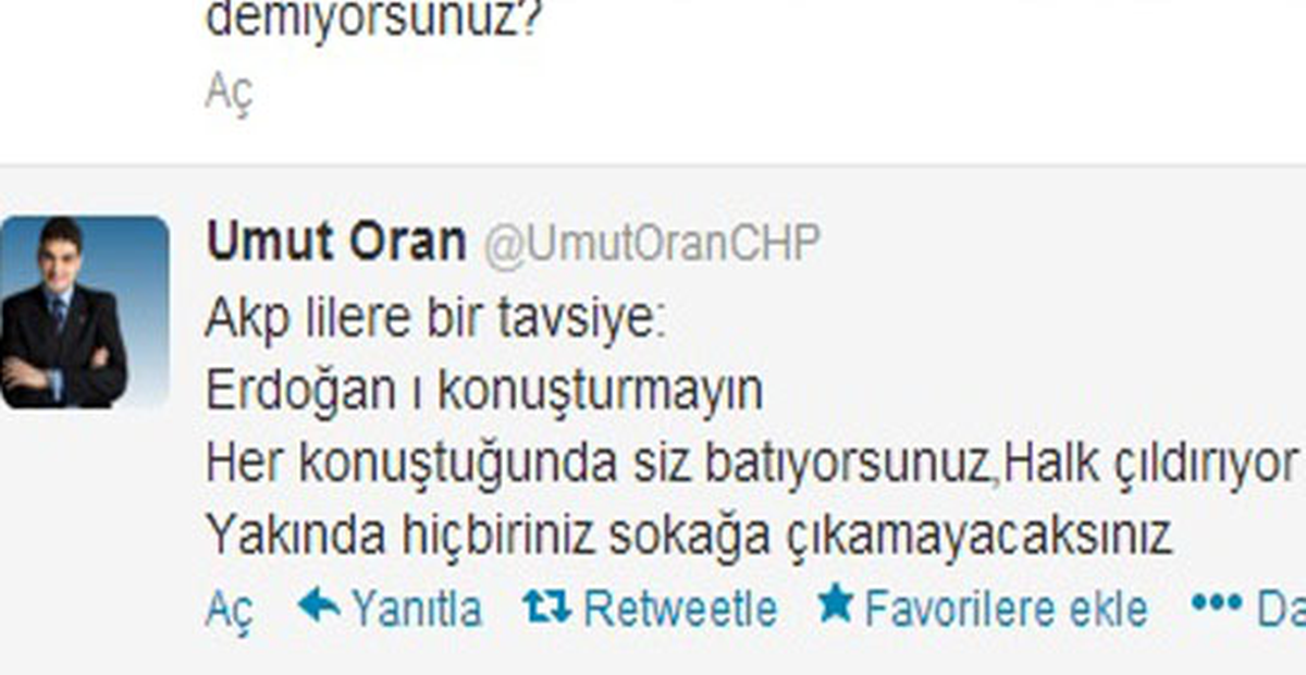 Umut Oran'dan İlginç Mesaj