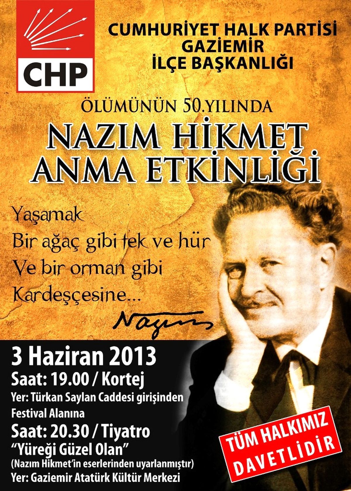 CHP Gaziemir Nazım\'ı Unutmadı