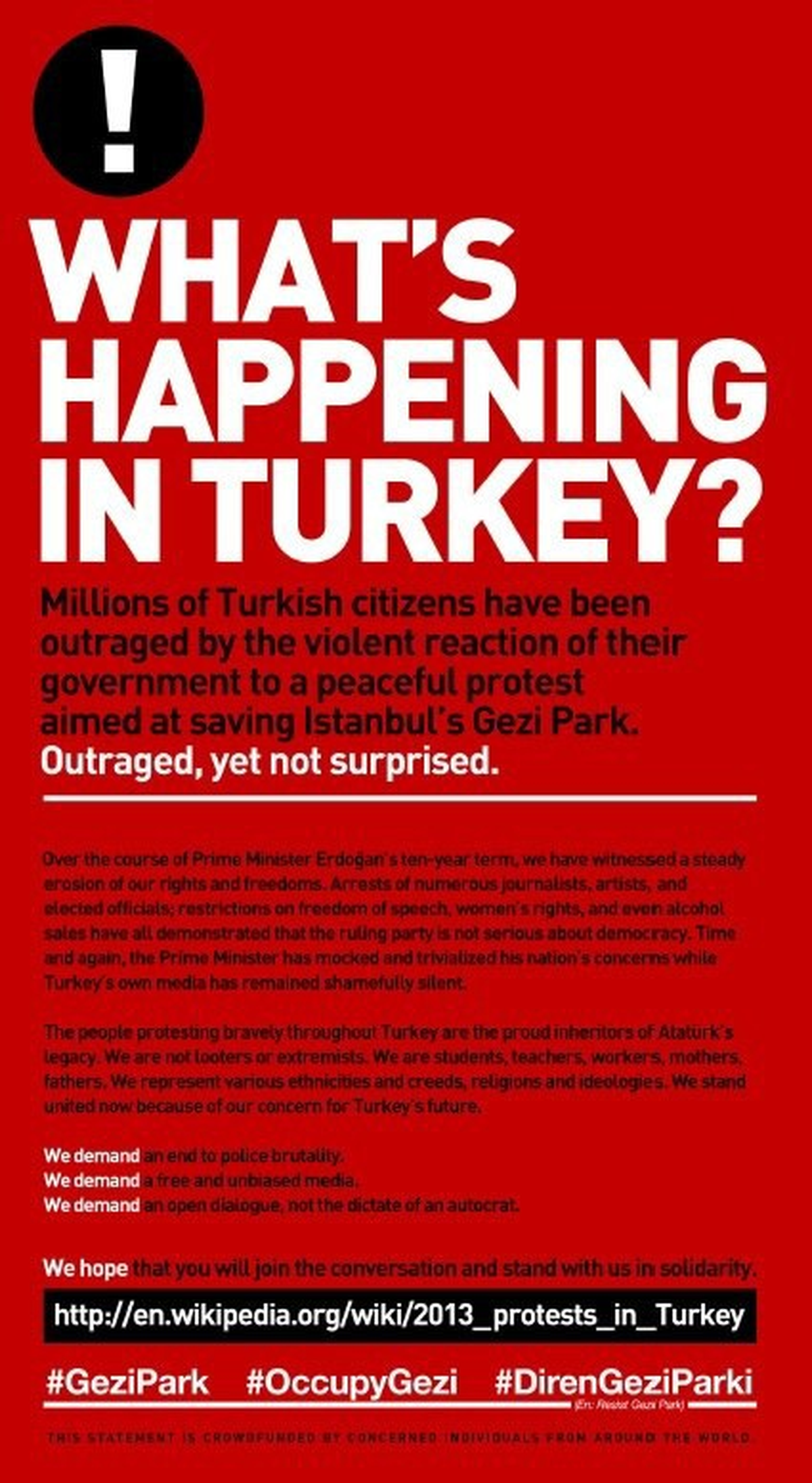 ABD Basınına Verilecek "Gezi İlanı" Belli Odu