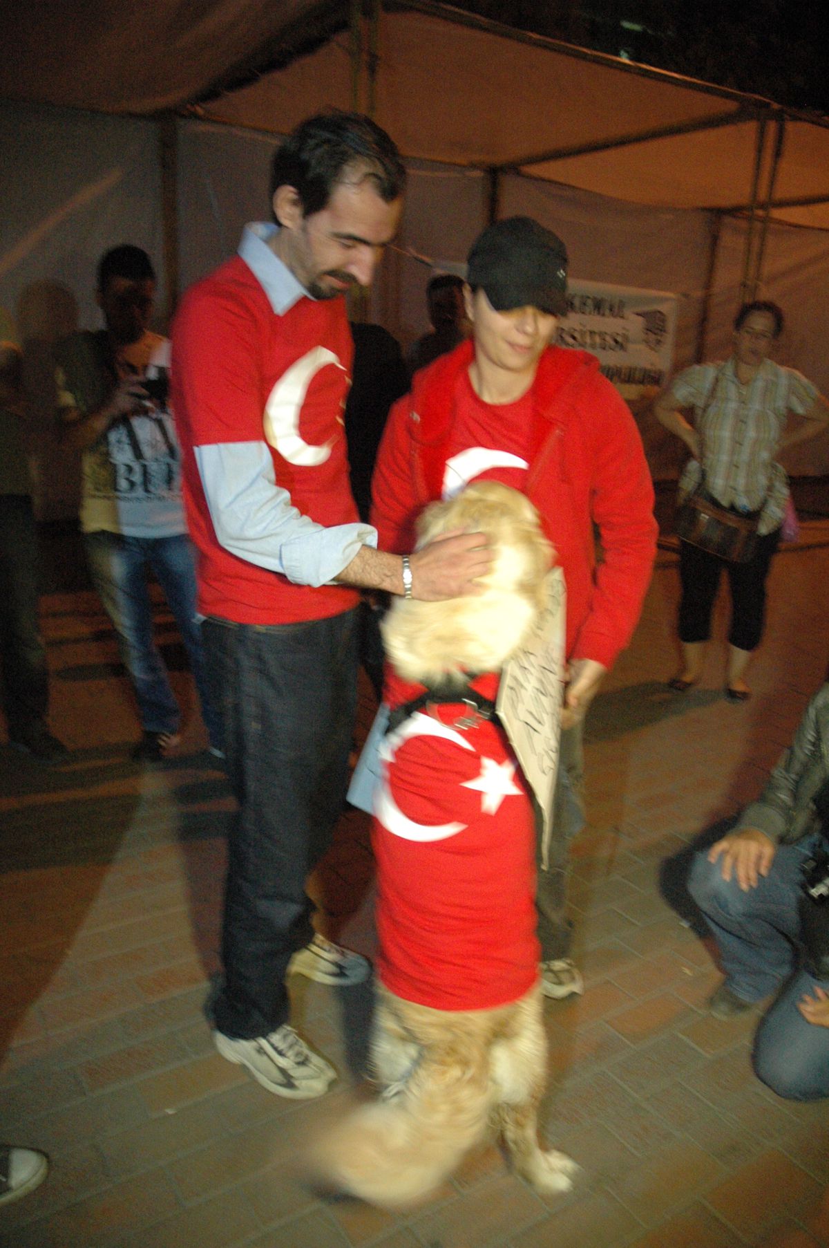 Köpeğine Türk Bayrağı Giydirdi