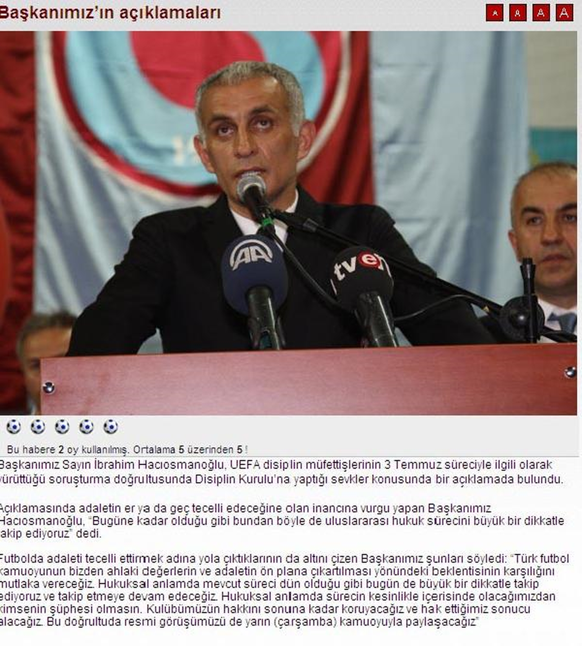 Hacıosmanoğlu: Adalet Er ya da Geç Tecelli Edecek