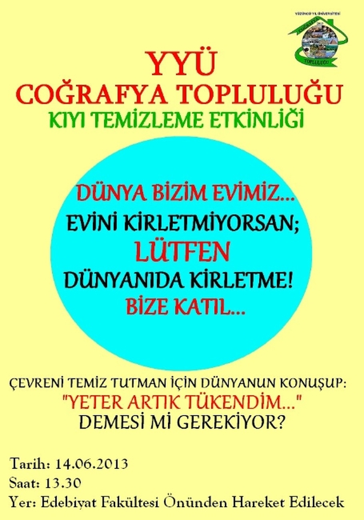 Yyü Coğrafya Topluluğundan Temizlik Kampanyası