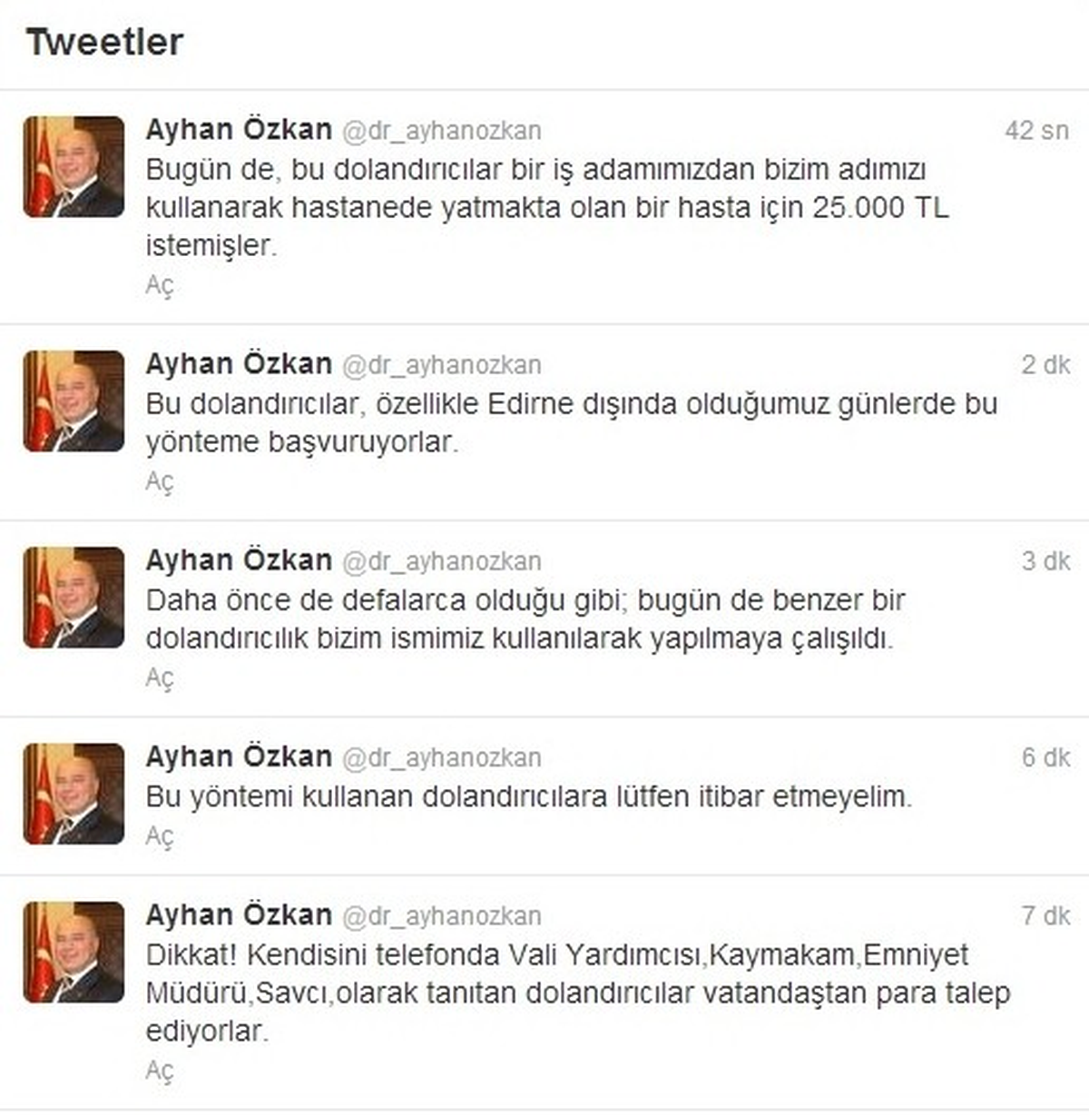 Vali Yardımcısı Twitter Aracılığıyla Takipçilerini Dolandırıcılık Konusunda Uyardı