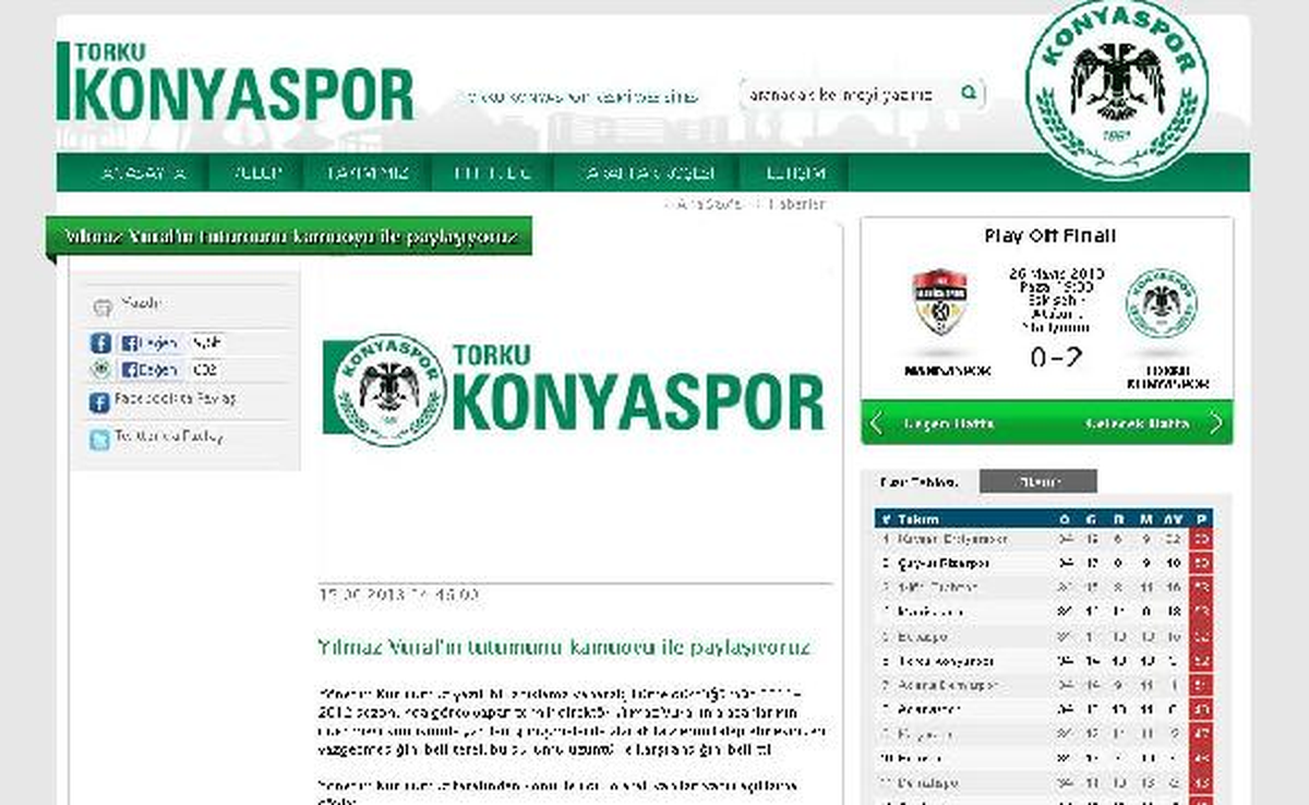 Torku Konyaspor\'dan Yılmaz Vural\'a Tepki