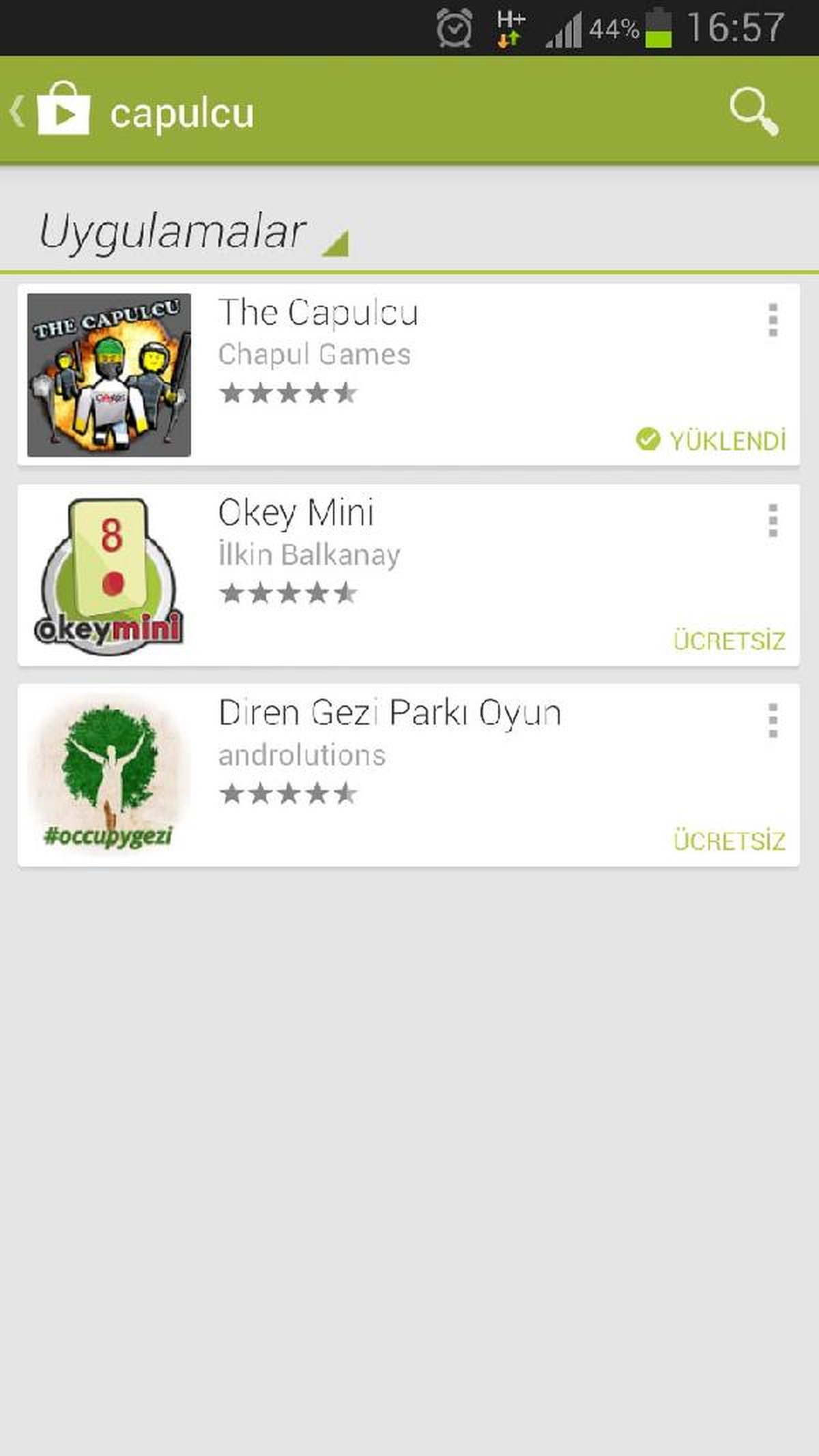Android Markette \'Çapulcu\' Oyunları