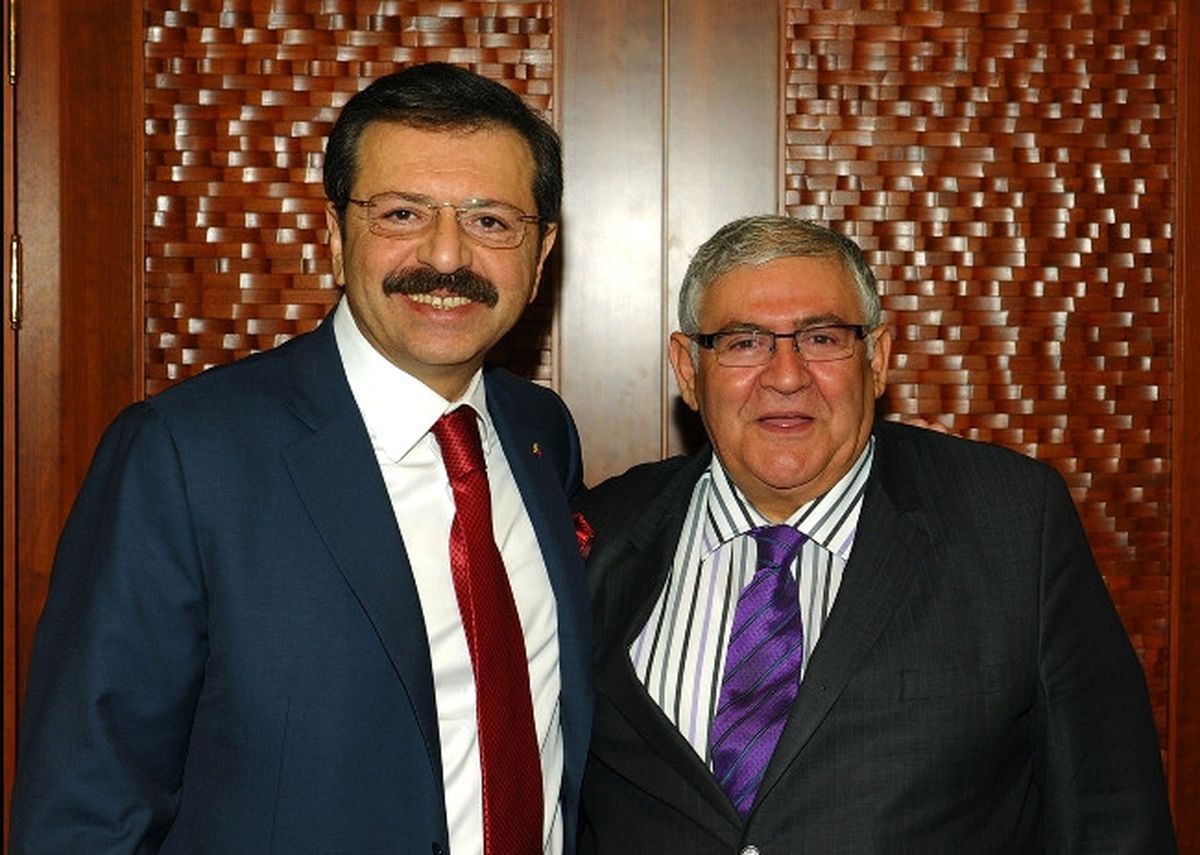 TOBB Başkanı Rifat Hisarcıklıoğlu, Erzurum Ticaret Borsası Başkanı Hınıslıoğlu\'nu Kabul Etti