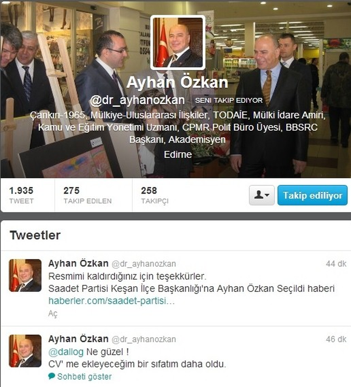 Vali Yardımcısı Özkan İsim Benzerliğinin Kurbanı Oldu