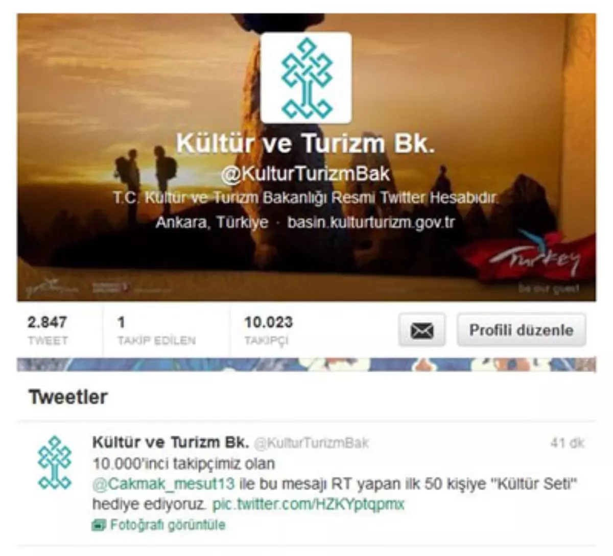 Kültür ve Turizm Bakanlığı\'ndan Twitter Takipçilerine Sürpriz