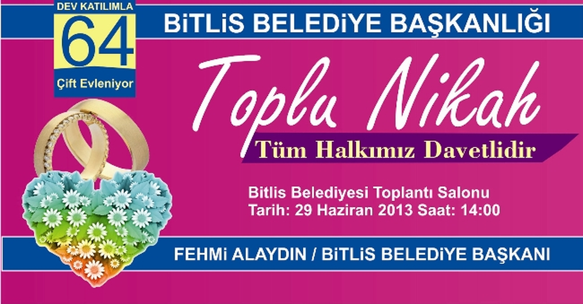 Bitlis Belediyesi 2. Geleneksel Toplu Nikah Töreni Düzenleniyor
