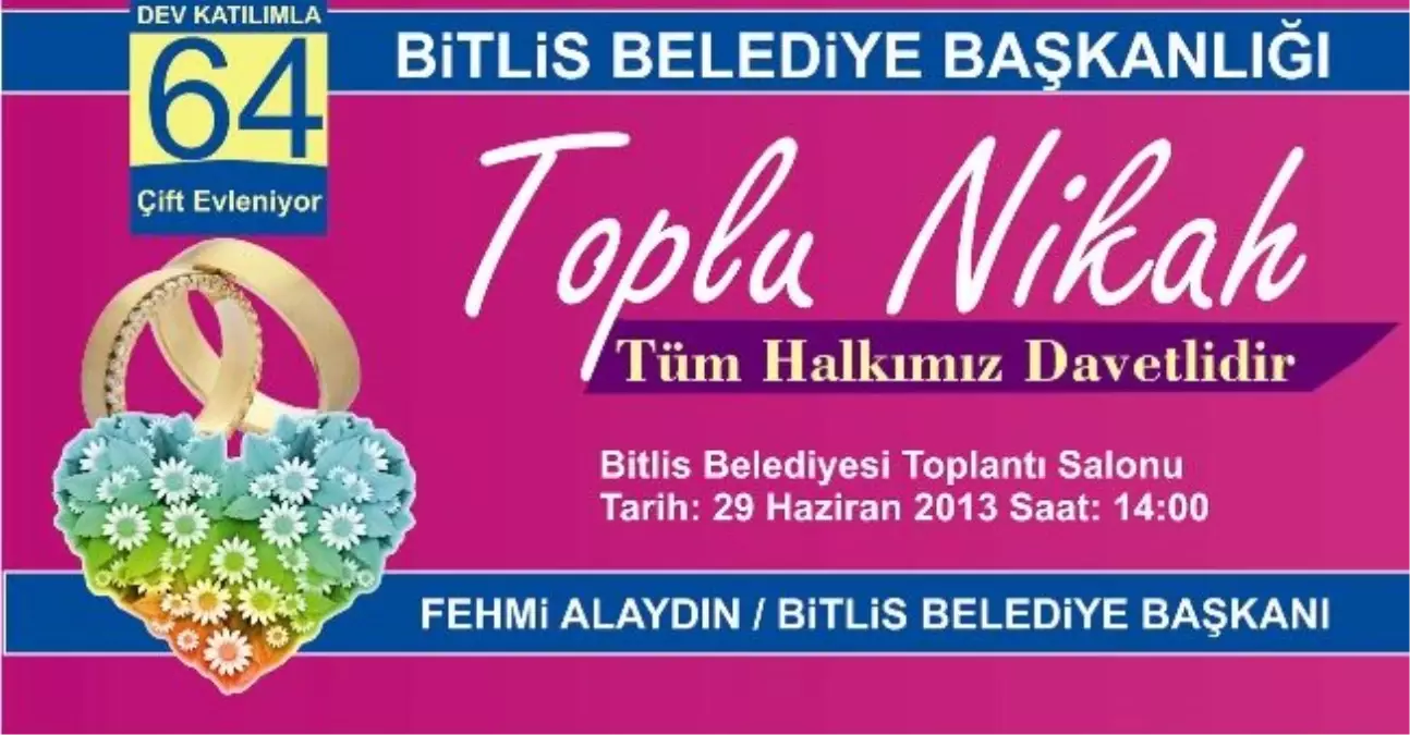 Bitlis\'te 64 Çift Dünya Evine Girdi