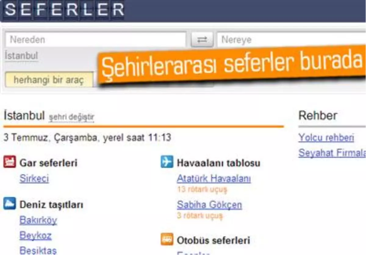 Yandex\'ten Yeni Servis: Yandex.seferler