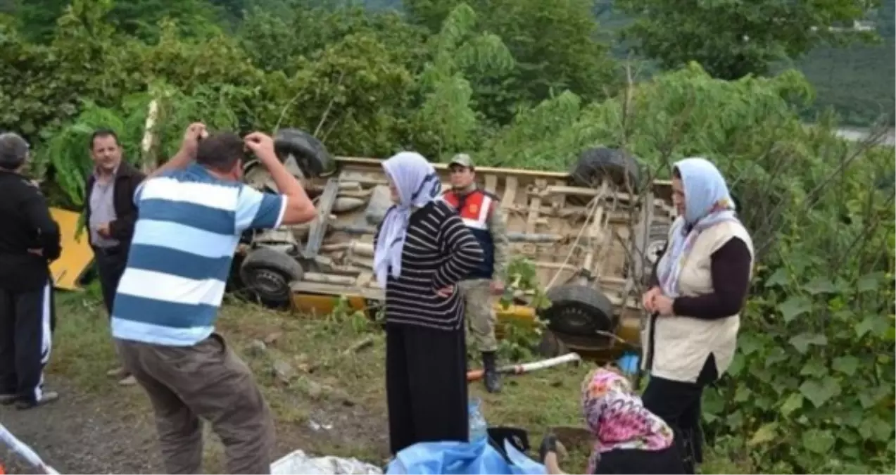 Yolcu Minibüsü Fındık Bahçesine Devrildi