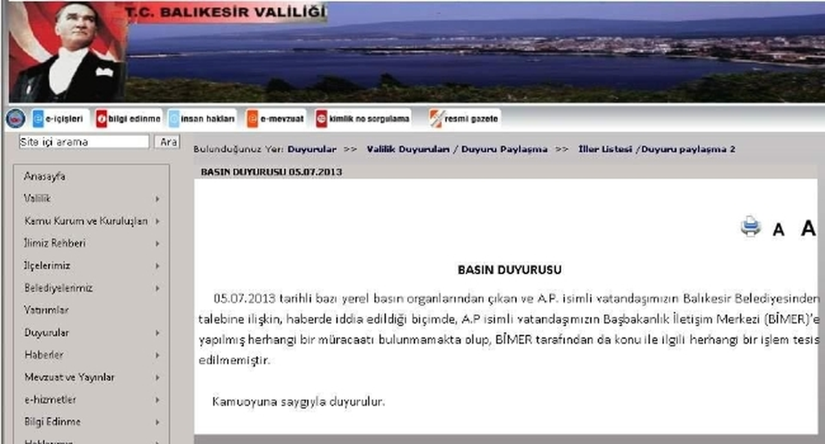 Valilik\'ten "Bimer" Açıklaması